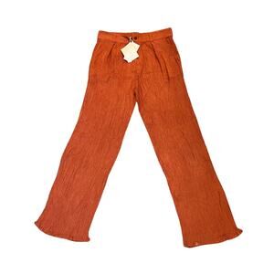 Savannah Morrow Hali Pants in Scarlette Red XL Zip Fly Pleated Textured Pockets